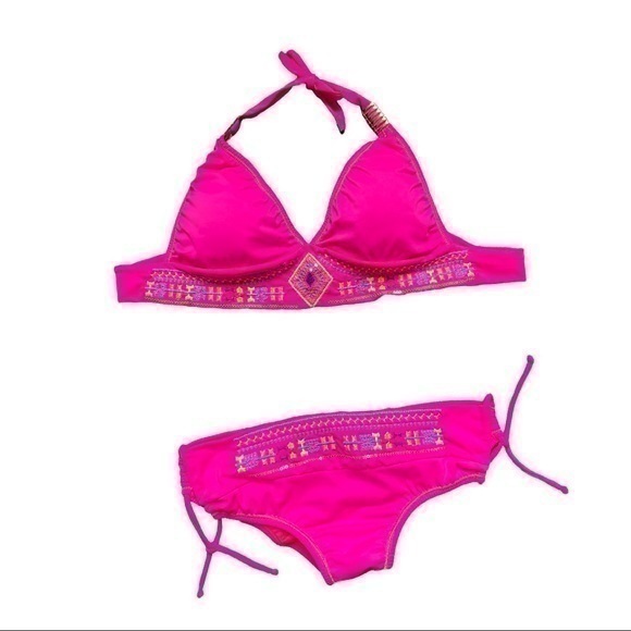 Sexy Line size 34 bikini hot pink, ties behind neck and bottoms tie on sides - Picture 1 of 9